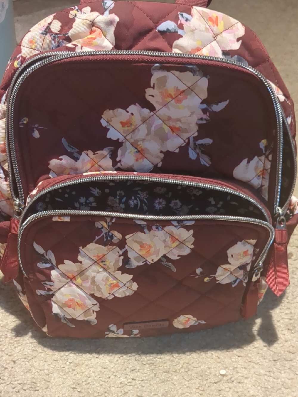 Vera Bradley Blooms And branches Performance Twill  Small Backpack W/Free Wallet